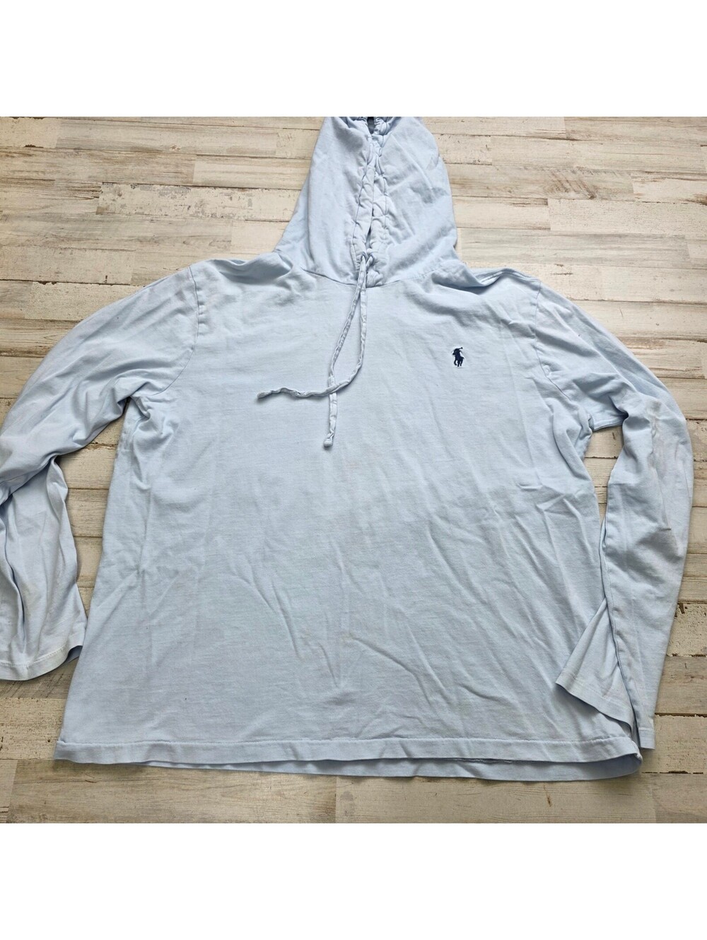 Polo Ralph Lauren Hoodie Light Blue Big Pony Back Graphic Pullover Sweatshirt